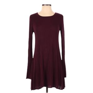 Anthro Riller & Fount Dress Size S (1) Lightweight Long Sleeve Burgundy Stretch‎
